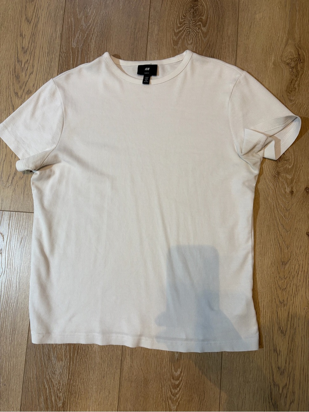 H&M Slim Fit Ribbed T-Shirt White - Men’s Medium